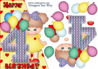 Girls 4th Birthday Over the Edge and Decoupage