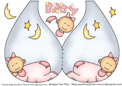 Baby Girl in a Raindrop Shaped Card
