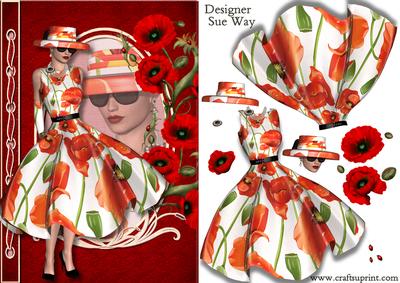Red Poppy Lady Fashion Reflection