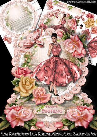 Rose Sophistication Lady Scalloped Round Easel Card Mini Kit