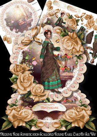 Medieval Rose Sophisticationscalloped Round Easel Card
