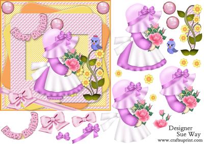 Pretty Little Garden Lady Topper Square Card