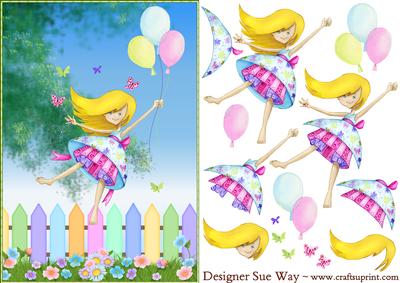 Birthday Butterflies and Balloons Card Front and Decoupage