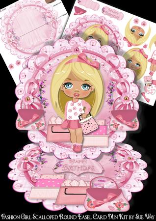 Fashion Girl Scalloped Round Easel Card