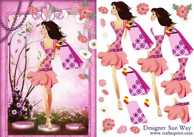 Fashionista! in the Pink Card Front and Decoupage