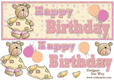 Happy Birthday Girl Bear Word Dl Topper