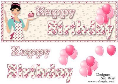 Baking Lady Happy Birthday Word Dl Topper