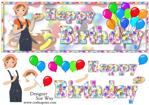 Artist Lady Happy Birthday Word Dl Topper