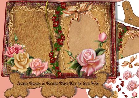 Aged Book and Roses Mini Kit