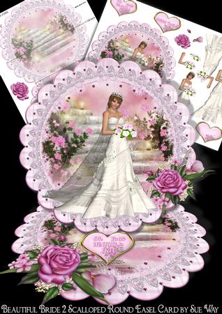 Beautiful Bride 2 Scalloped Round Easel Card Mini Kit