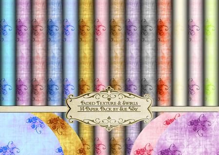 Faded Texture and Swirls 14 Backing Paper Kit