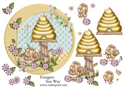 Little Bird and the Bee Hive Topper and Decoupage