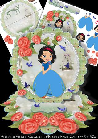 Bluebird Princess Scalloped Round Easel Card