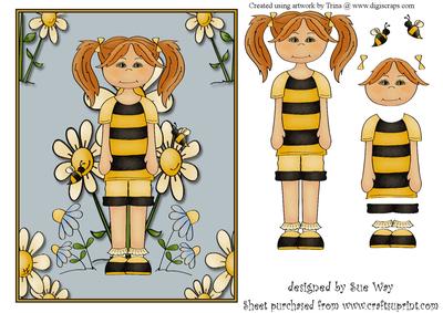 Honey Bunch Girl Card Front Decoupage