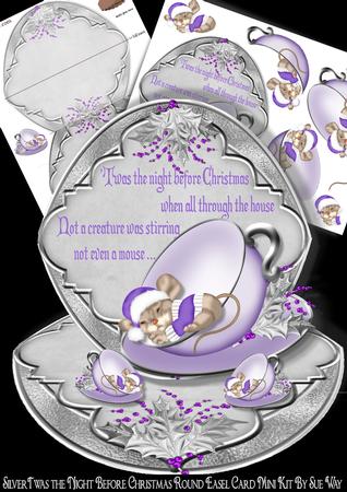 Silver Twas the Night Before Christmas Round Easel Card