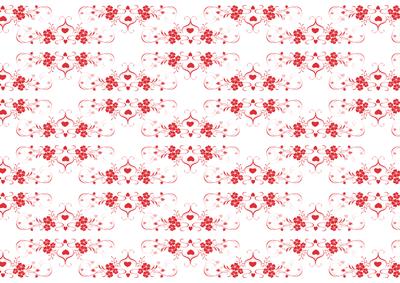 Red Flowers Swirls and Hearts Backing Paper