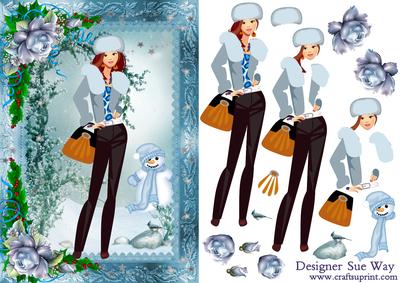 Fashionista! Christmas Walk Card Front and Decoupage