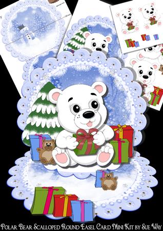 Polar Bear Scalloped Round Easel Card Mini Kit