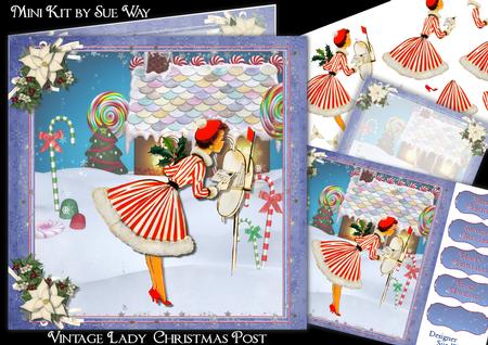 Vintage Lady Christmas Post Mini Kit