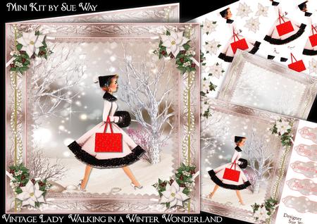 Vintage Lady Walking in a Winter Wonderland Mini Kit