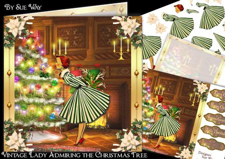 Vintage Lady Admiring the Christmas Tree Mini Kit