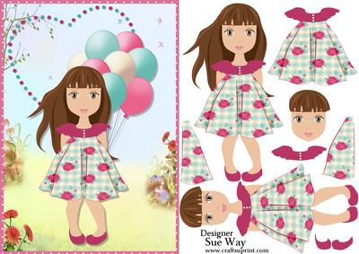 Sweet Little Brithday Girl Card Front and Decoupage