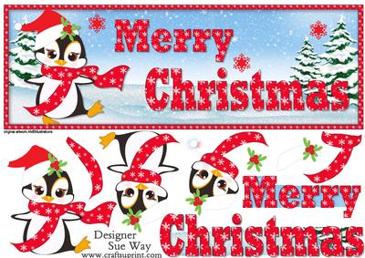 Cute Penguin Merry Christmas Word Dl Topper