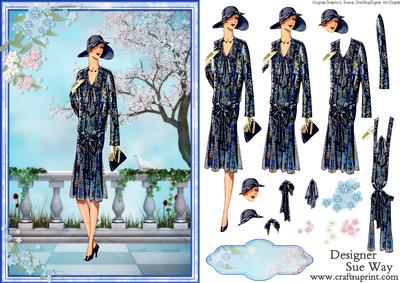 1920's Country Walk Fashion Show Card Front and Decoupage