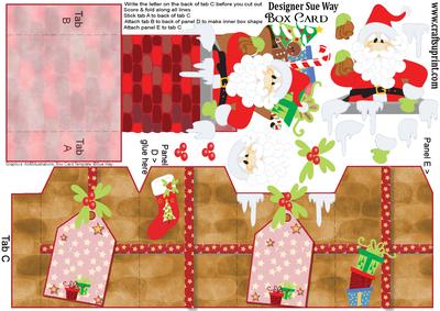 Santa in the Chimney Christmas Box Card