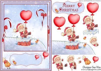 Santa Coming Down the Chimney Card Front and Decoupage
