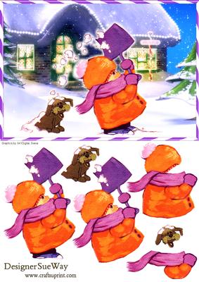 Shovelling the Snow Card Front and Decoupage