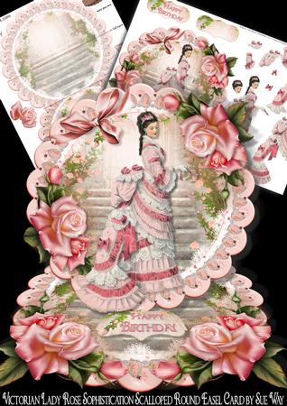 Victorian Lady Rose Sophistication Scalloped Round Easel