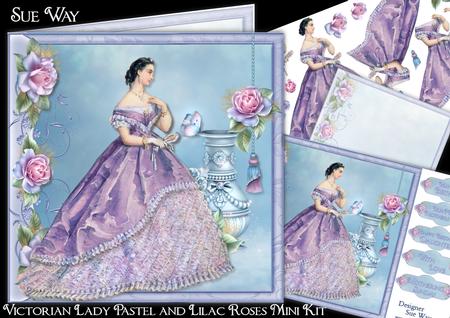 Victorian Lady Pastel and Lilac Roses Mini Kit