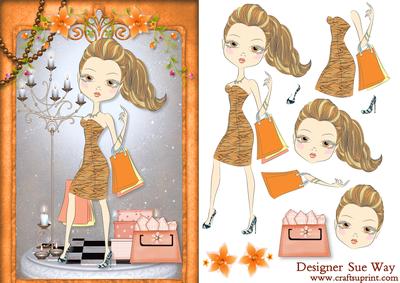 Teen Fashionista! Shopaholic Card Front and Decoupage