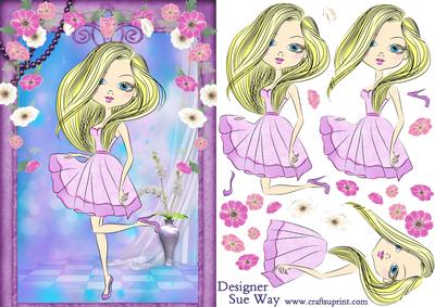 Teen Fashionista! Pink Pose Card Front and Decoupage