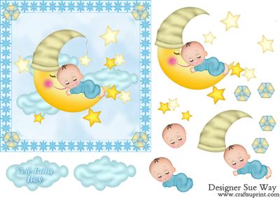 Baby Boy on the Moon 6" Square Card