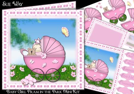 Baby Girl Pram in the Park Mini Kit