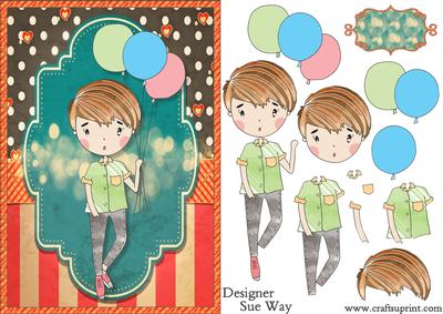 I'll Bring the Balloons! Party Boy Card Front and Decoupage