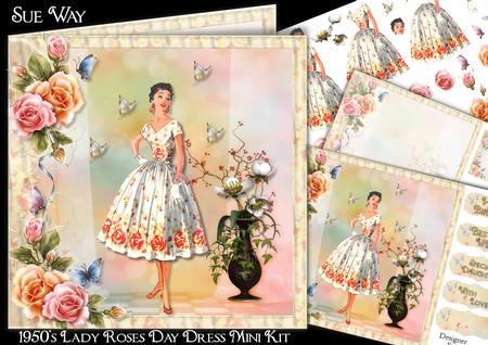 1950s Lady Roses Day Dress Mini Kit