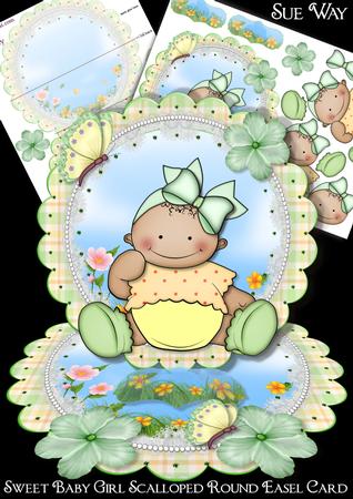 Sweet Baby Girl Scalloped Round Easel Card Mini Kit