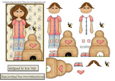 Bee Hive Girl Decoupage Topper