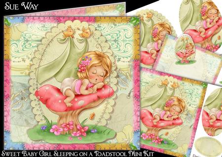 Sweet Baby Girl Sleeping on a Toadstool Mini Kit