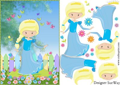 Flower Princess Card Front and Decoupage