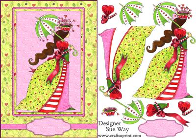 Queen of Hearts Card Front and Decoupage