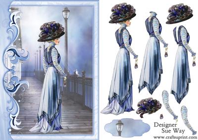 Edwardian Lady on the Boardwalk Card Front and Decoupage