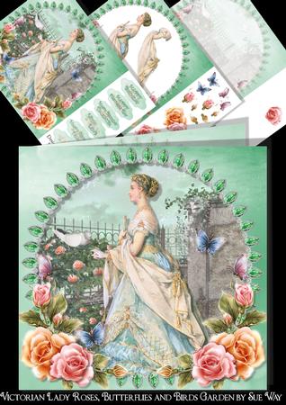 Victorian Lady Roses, Butterflies and Birds Garden Mini Kit