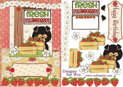 Fresh Strawberries Card Front and Decoupage