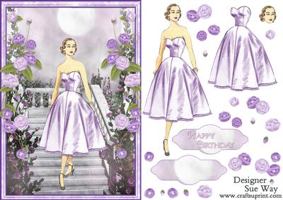 1950's Lady Lilac Evening Dress Fashion Show