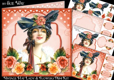 Vintage Hat Lady and Flowers Mini Kit