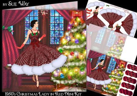 1950's Christmas Lady in Red Mini Kit